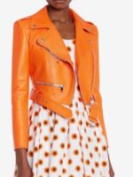 short-biker -jacket-orange